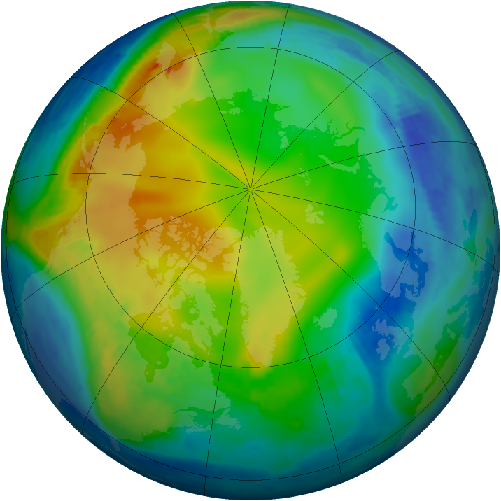 Arctic ozone map for 08 December 1996